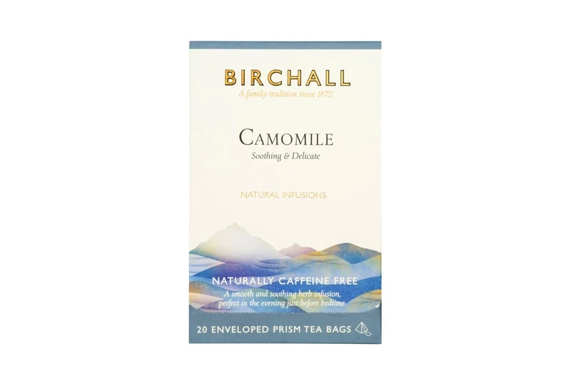 Birchall Camomile Tea, A Soothing & Calming Herbal Infusion for Relaxation & Stress Relief, Enjoy the Pure & Natural Goodness of Camomile Tea, 6 Boxes Of 20 Enveloped Plant-Based Prism Tea Bags