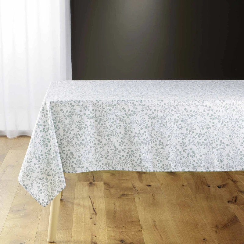 Douceur d'Intérieur Mirabelle Mint Rectangular Tablecloth 140 x 240 cm Printed Microfibre