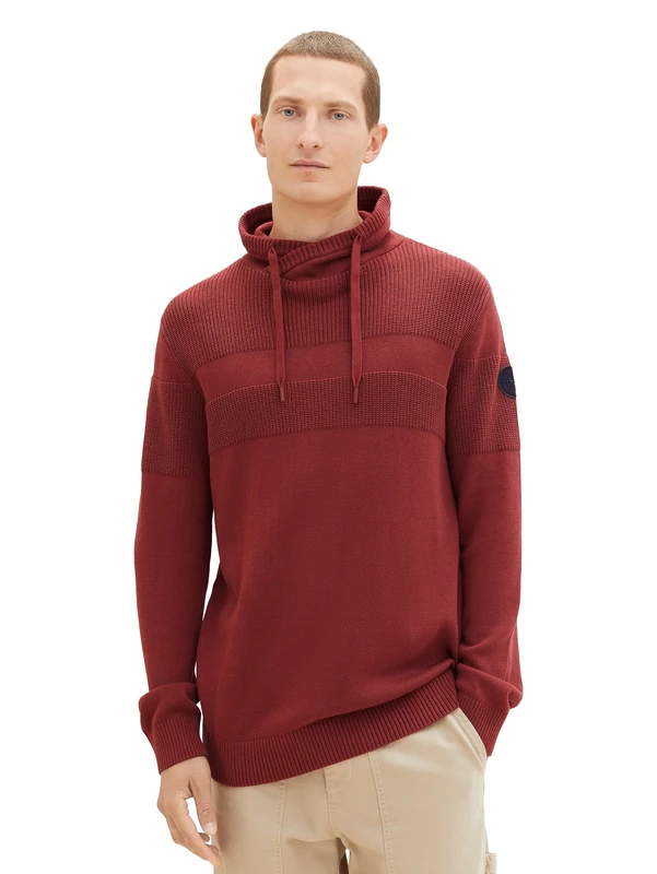 TOM TAILOR Men's Knitted Cotton Snood, 32220-burned Bordeaux Red, XXL