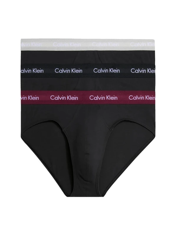 Calvin Klein Men Hip Briefs Stretch Cotton Pack of 3 - Black, XL