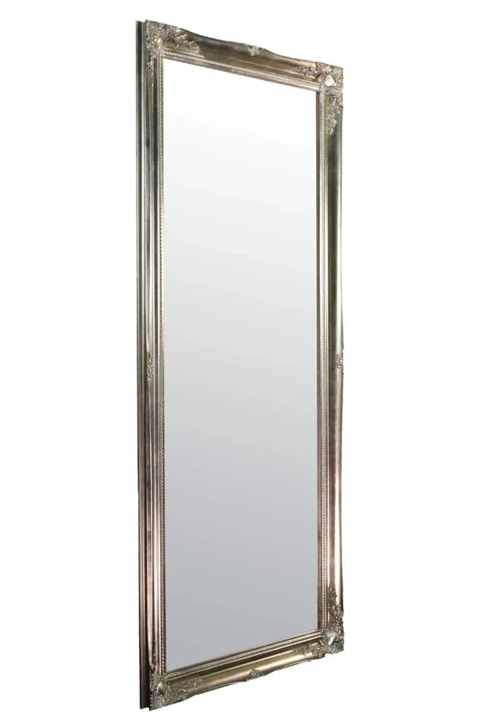 MirrorOutlet Full Length Leaner Ornate Tall Floor standing Shabby Chic Silver wall Mirror: 167 x 76cm