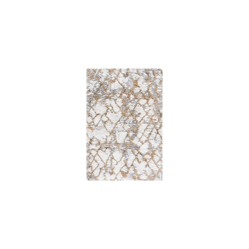 Safavieh Shag Rug for Living Room, Dining Room, Bedroom - Horizon Shag Collection, Short Pile, in Ivory and Gold, 91 X 152 cm