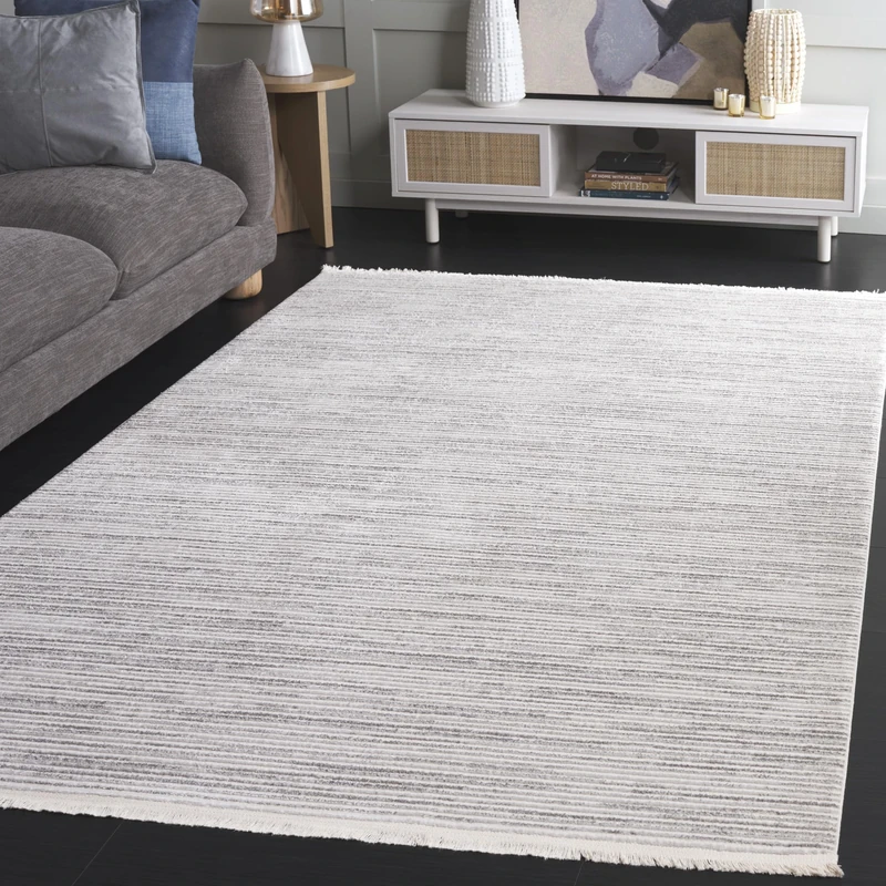 Safavieh Modern Rug for Living Room, Dining Room, Bedroom - Whisper Collection, Short Pile, in Ivory and Grey, 183 x 274 cm