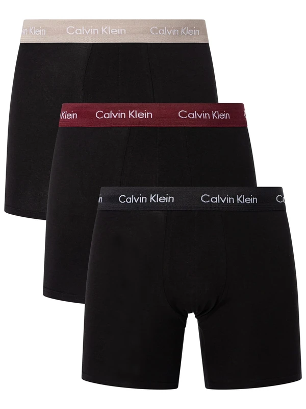 Calvin Klein Men’s 3 Pack Stretch Boxer Briefs, Black (B- Black, Tawny Port, Porpoise Wbs), XL