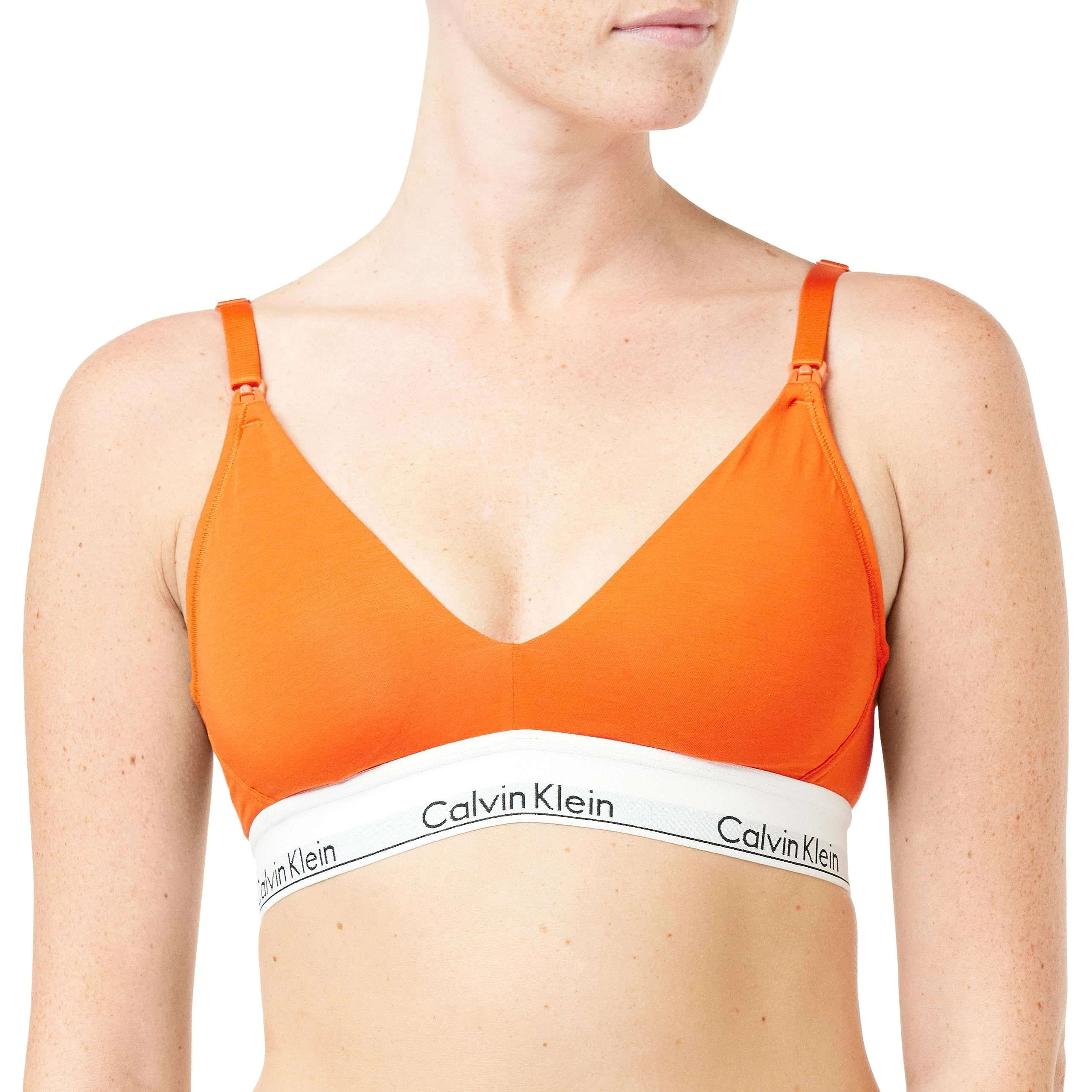 Calvin Klein Women Triangle Light Lined Maternity Bra, Multicolor (Spicy Orange), L