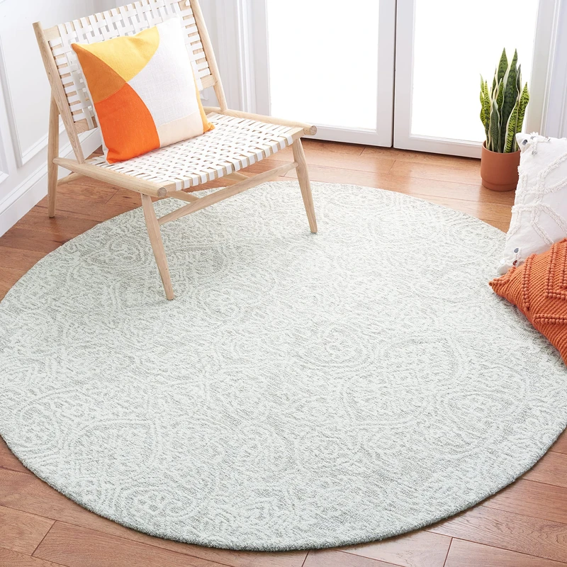 Safavieh Geometric Rug for Living Room, Dining Room, Bedroom - Metro Collection, Short Pile, in Ivory, 120 x 120 cm