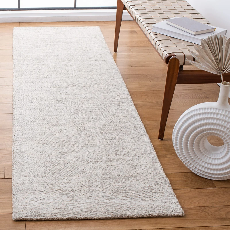 Safavieh Geometric Rug for Living Room, Dining Room, Bedroom - Metro Collection, Short Pile, in Ivory, 80 x 180 cm
