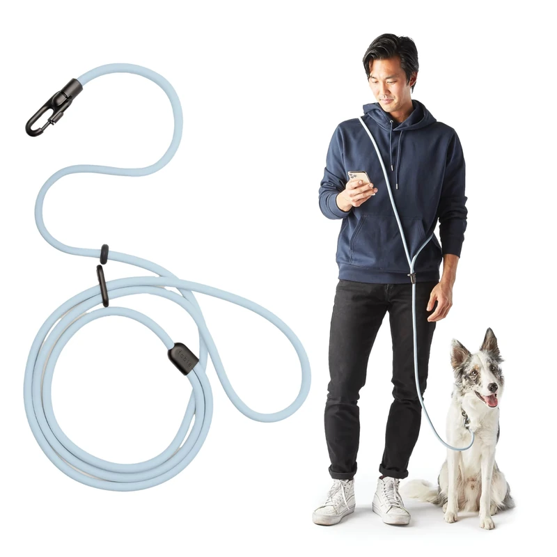 Fable Magic Leash - Hands Free Dog Leash - Can be Worn as Belt, Bandolier, or Wrist Strap - Waterproof, Mold/Smell-Proof, & Durable - Light Blue - X-Small/Small