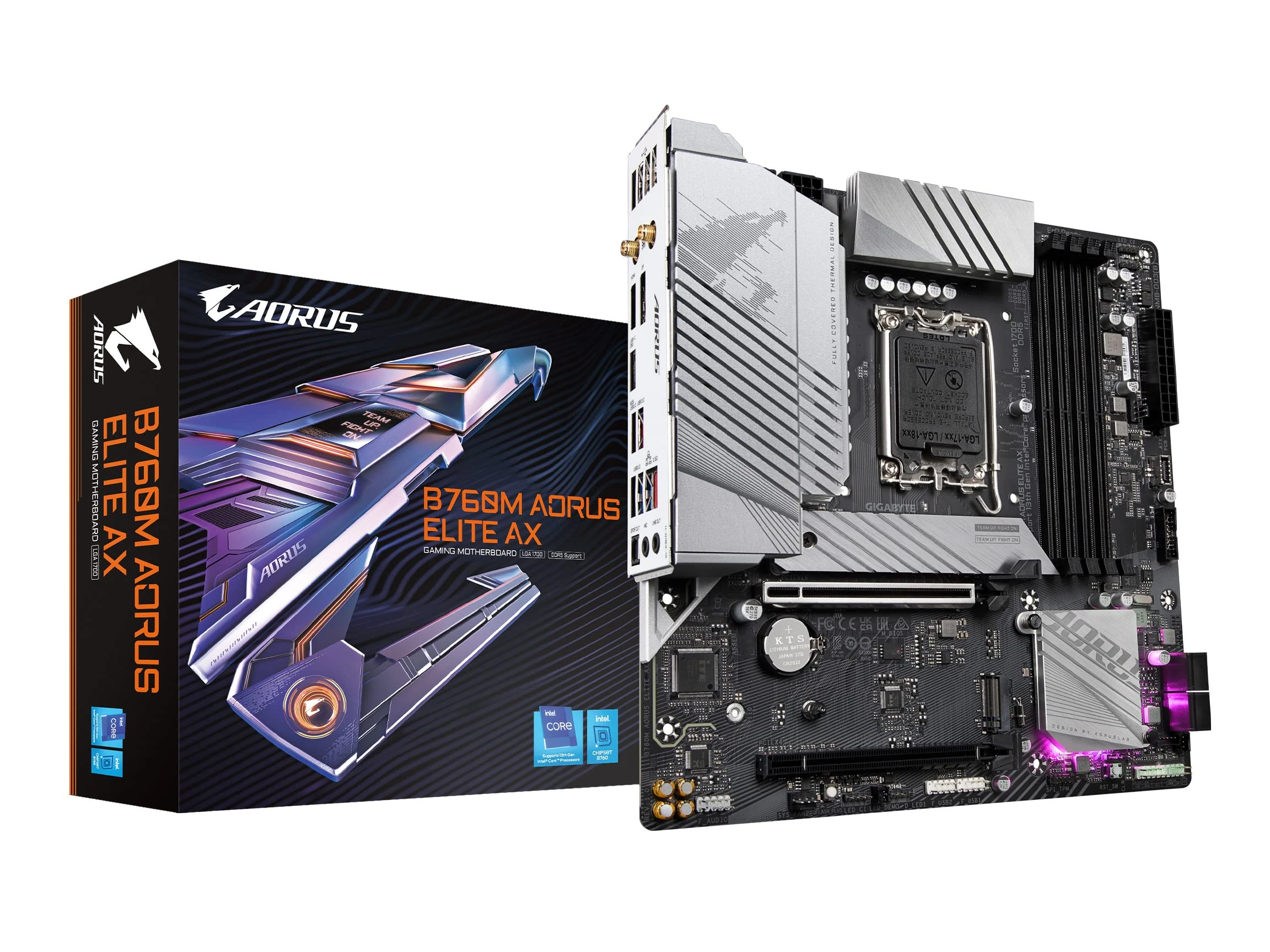 Gigabyte B760M AORUS ELITE AX Motherboard - Supports Intel Core 12th, 13th & 14th Gen CPUs, 12*+1+1 Phases Digital VRM, up to 7800MHz DDR5 (OC), 2xPCIe 4.0 M.2, Wi-Fi 6E, 2.5GbE LAN, USB 3.2 Gen 2