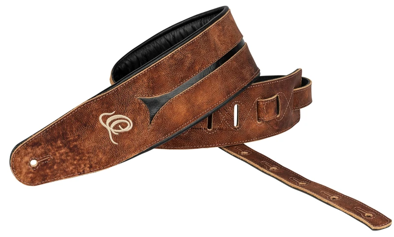Ortega Guitars Adjustable Bass Strap – Acoustic Bass, Electric Bass – Genuine Leather, Chestnut Tree (OSBS-1)
