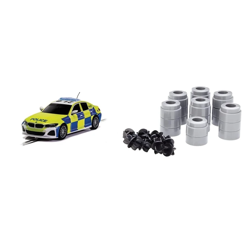 Scalextric C4165 BMW 330i M-Sport - Police Car, Blue/Yellow & C8226 Elevated Track Supports Set - Image 1