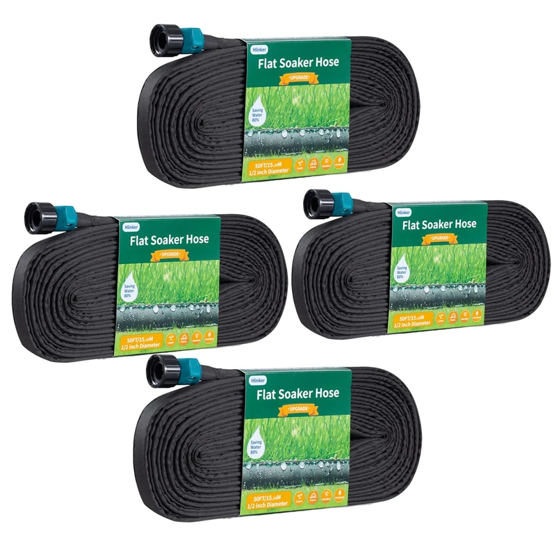 Hlinker Soaker Hose, 1/2" 50Ft Linkable Consistent Drip Irrigation Hose Save 80% Water, Leakproof Heavy Duty Double Layer Sprinkler Garden Hose for Garden Bed Vegetable Patended Product (50Feet) 1