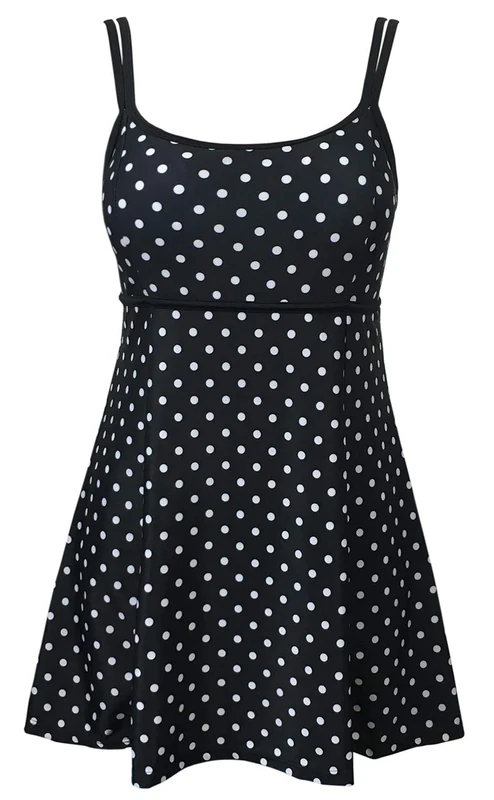 DANIFY Plus Size Polka Dot Swimsuit - Retro Skirted Swimdress