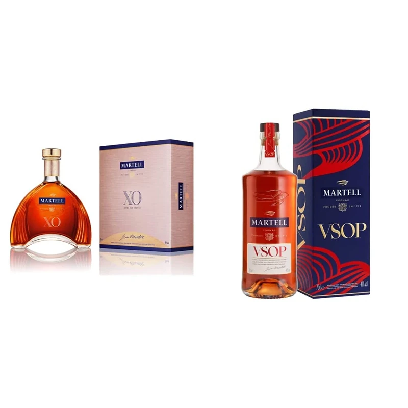 Martell Xo Cognac with Gift Box, 70 cl & VSOP Red Barrel Cognac, 70 cl with Gift Box