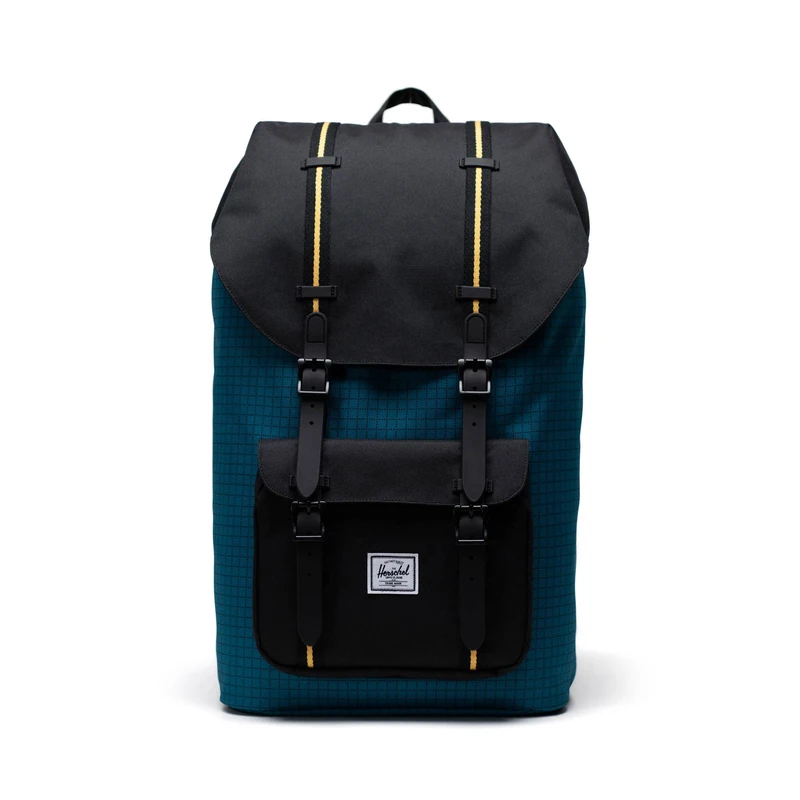 HERSCHEL 10014-05736 LITTLE AMERICA Sports backpack Unisex Adult HARBOUR BLUE GRID/BLACK/AMBER YELLOW Size Unica