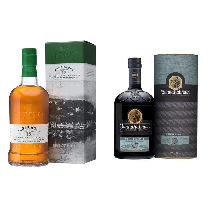 Tobermory 12 Year Old Single Malt Scotch Whisky, 70cl & Bunnahabhain Stiuireadair Islay Single Malt Scotch Whisky 70cl