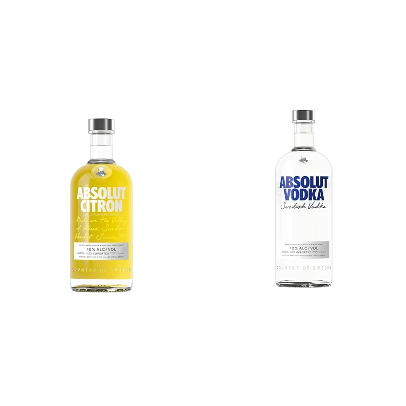 Absolut Citron Lemon Flavoured Swedish Vodka, 70 cl & Original Swedish Vodka, 1L