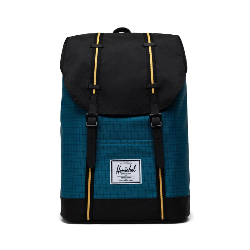 HERSCHEL 10066-05736 RETREAT Sports backpack Unisex Adult HARBOUR BLUE GRID/BLACK/AMBER YELLOW Size Unica