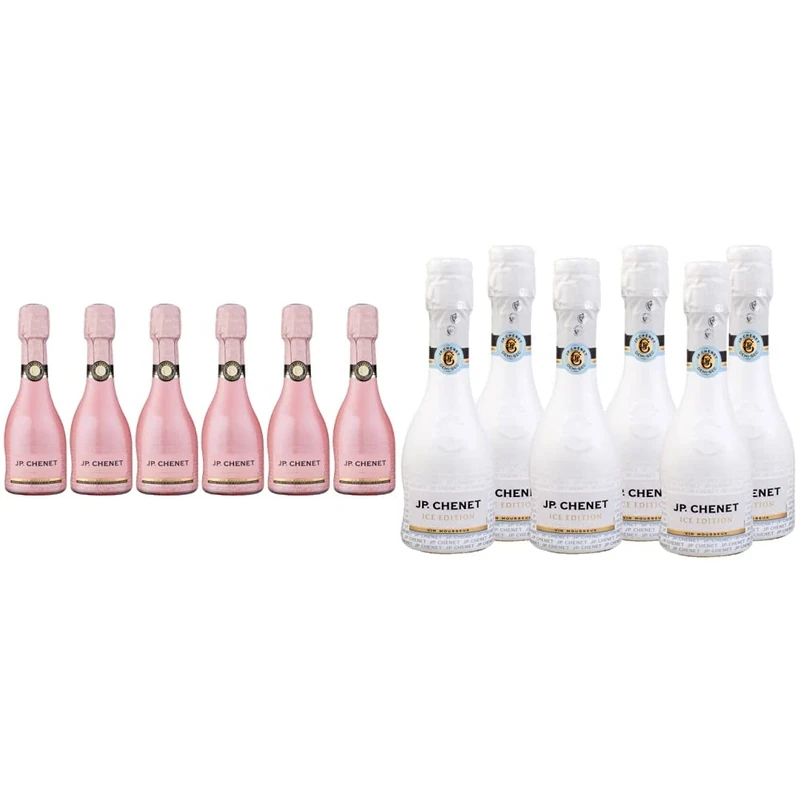 JP Chenet - Ice Edition Sparkling Rosé Wine Medium Dry, Pack of 6 - France (6 x 0.20 L) & JP Chenet - Ice Edition Sparkling White Wine Medium Dry, France (6 x 0.20 L)