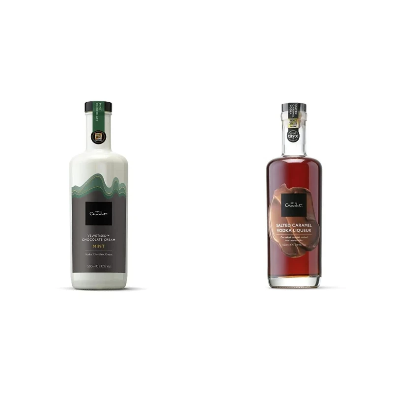Hotel Chocolat Mint Chocolate Velvetised Cream, 500ml & Salted Caramel Cocoa Vodka, 500 ml