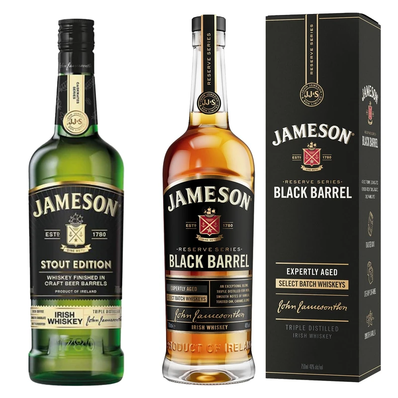 Jameson Whiskey Bundle- Black Barrel and Stout Edition, 70cl