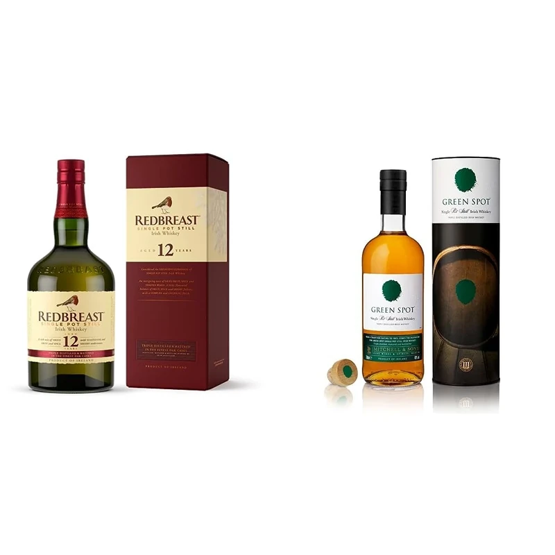 Green Spot Single Pot Still Irish Whisky with Gift Box, 70cl & Redbreast 12 Year Old Single Pot Still Irish Whiskey with Gift Box, 70 cl
