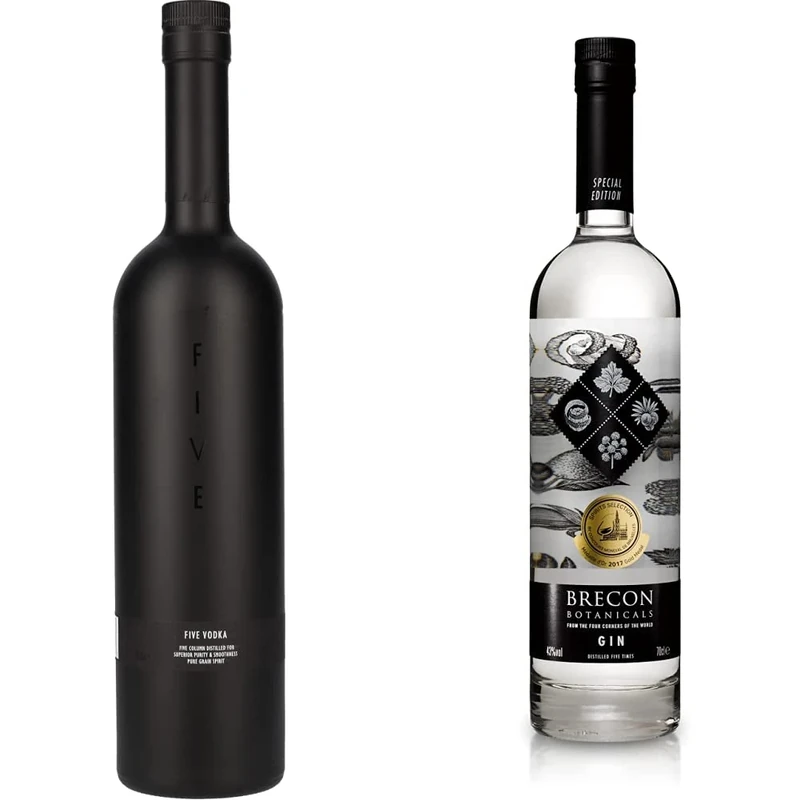 Five Vodka, 70 cl & Brecon Gin Botanicals Gin, 70cl