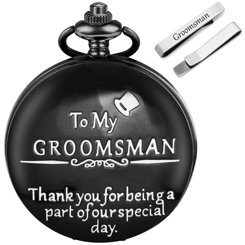 to My Groomsman Pocket Watch Gifts for Wedding ProposalGifts for Him with Gift Box, Tie Clips