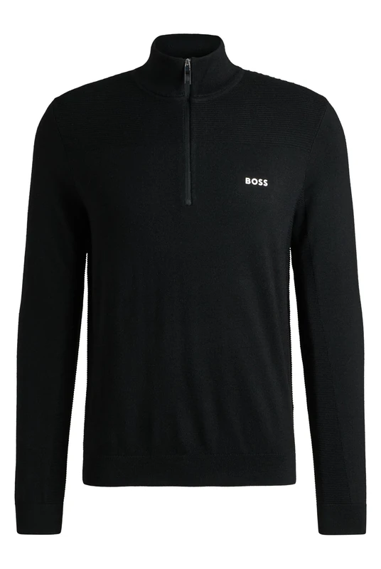 BOSS Mens Momentum-X QZ Branded Zip-Neck Sweater in Dry-Flex Fabric