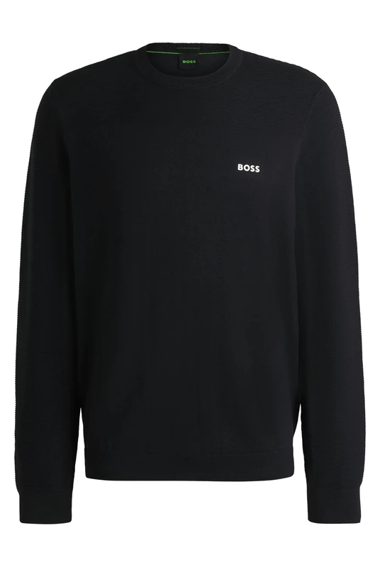 BOSS Mens Momentum-X CN Branded Crew-Neck Sweater in Dry-Flex Fabric