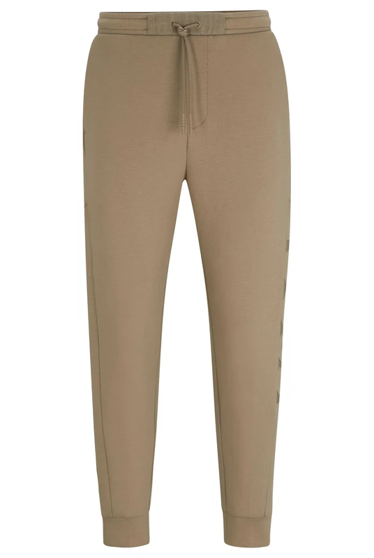 BOSS Mens Helwyn Cotton-blend tracksuit bottoms with embossed logo