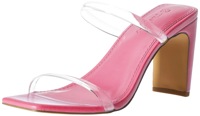 The Drop Women's Avery Square-Toe Two-Strap High Heeled Sandal, Pink Clear, 6