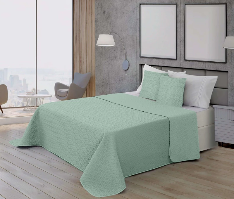 BELUM | Bouti Microsatin Bedspread 100 g Aqua Model for 135 cm Bed (235 x 270 cm) Extra Soft Bouti Quilt for Spring, Summer, Autumn and Winter