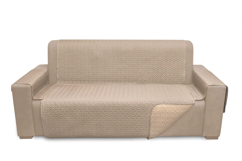 BELUM | Reversible Micro-Satin Sofa Cover, Beig-Taupe 4 Seater, Quilted and Adjustable Sofa Cover, Sofa Cover, Sofa Protector, 4 Seater Backrest 200 cm - Image 1