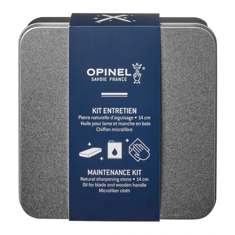 Opinel Knife Care Set, Includes a Whetstone, grit 1000, a Vegetable Care Oil 150 ml and a Microfibre Cloth, 254640, Silver - Image 1