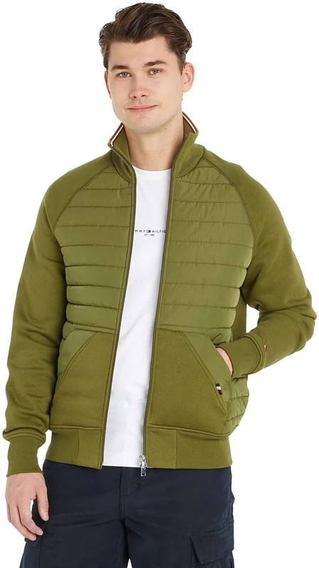 Tommy Hilfiger Men's Cardigan with Zip, Green (Putting Green), XS
