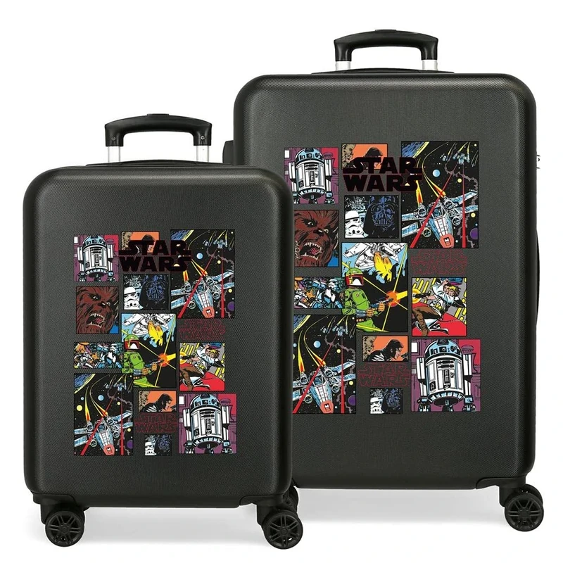 Star Wars Galactic Team Suitcase Set Black 55/65 cms Rigid ABS Side Combination Lock 104L 6 kgs 4 Double Wheels Hand Luggage