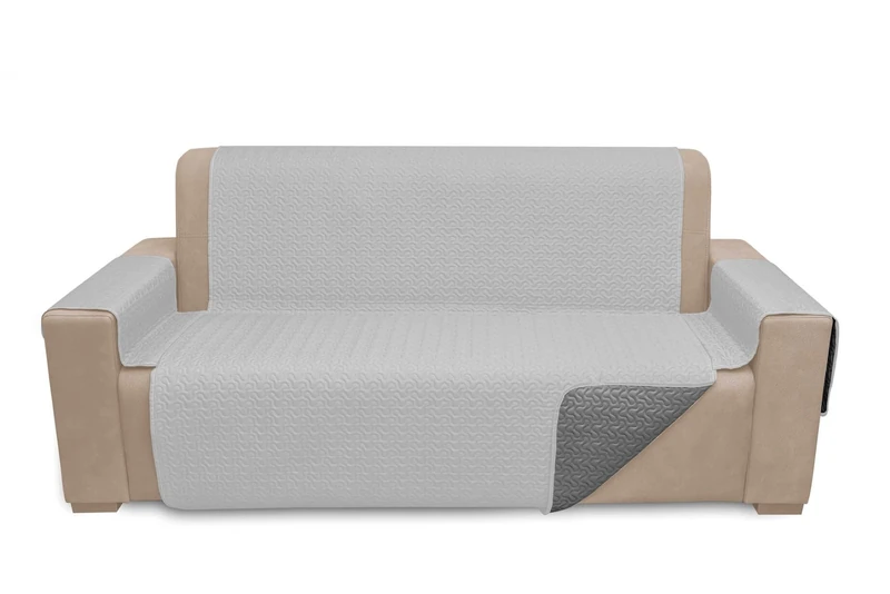 BELUM | Reversible Sofa Cover, Steel-Silver 4 Seater, Quilted and Adjustable Sofa Cover, Sofa Cover, Sofa Protector, 4 Seater Back 200 cm - Image 1
