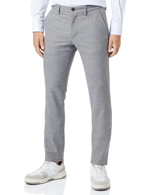 Tommy Hilfiger Men's Trousers Bleecker Chino, Grey (Medium Grey Heather), 31W / 30L
