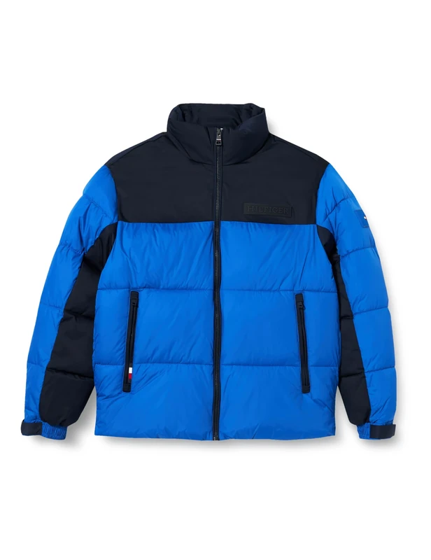 Tommy Hilfiger Men's Puffer Jacket Winter Jacket for Transition Weather, Blue (Ultra Blue), L