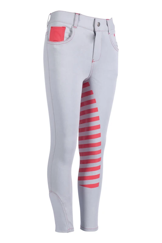 Hkm Girl's Bibi&Tina-Silicone Full seat Breeches Trousers, Light Grey (9200), 140 Slim
