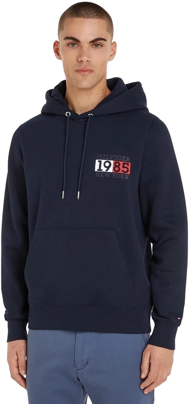 Tommy Hilfiger Men's Hoodie New York Flag, Blue (Desert Sky), XL