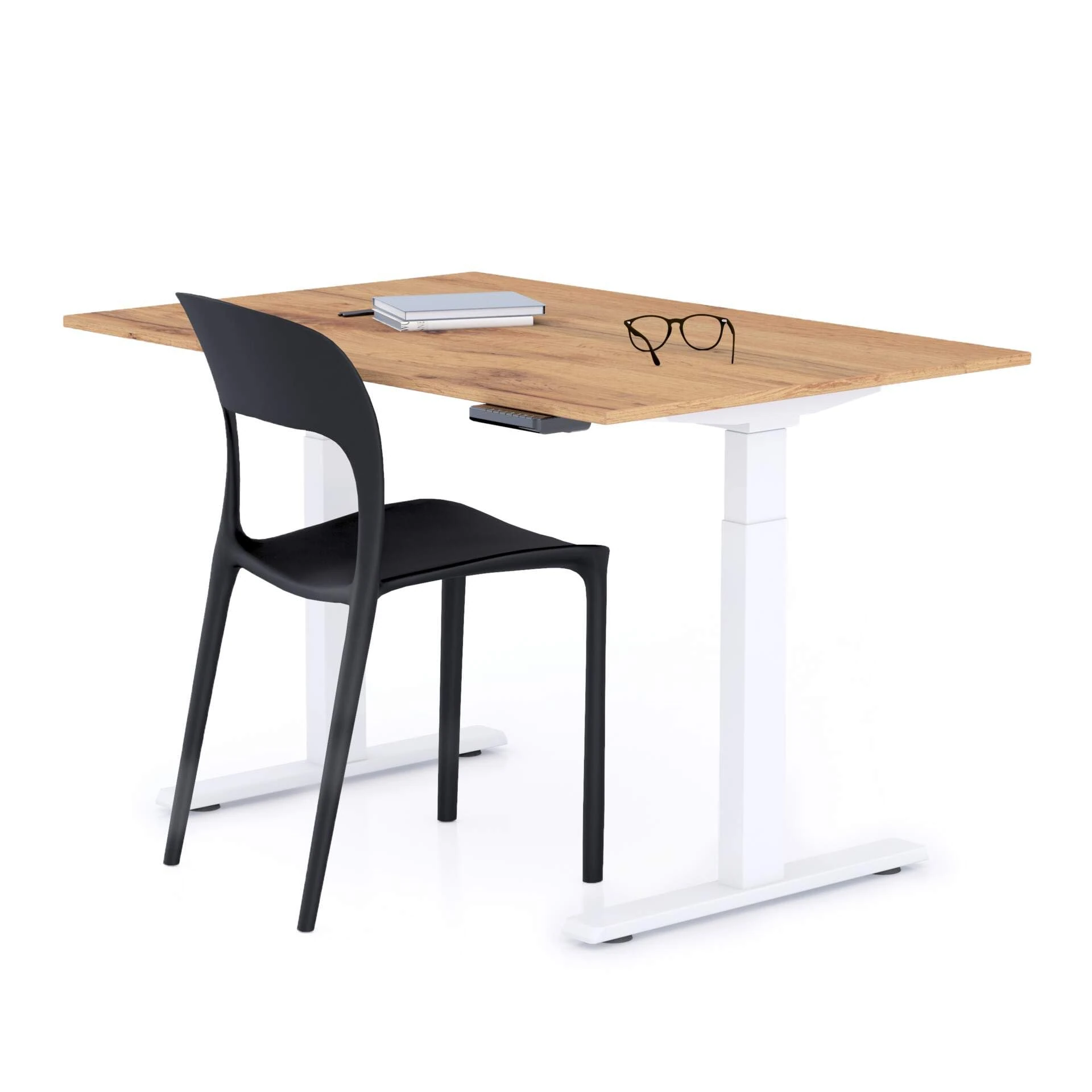 Mobili Fiver, Clara Electric Standing Desk 120x80 Rustic Oak with White Legs