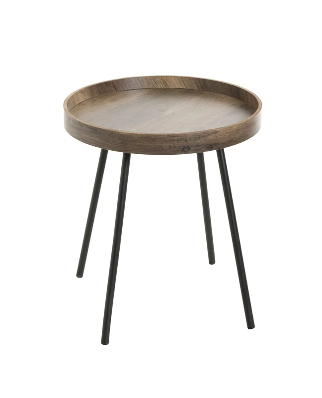 HAKU Möbel end table oak, black, MDF, metal - Size: H 45 cm x Ø 40 cm, Style: Modern