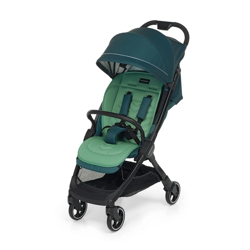 Foppapedretti Ciao Lightweight Baby Stroller, 0-22 kg (0-4 Years), 1 Hand Closure, Self-Standing, Adjustable Backrest, Cushioned Wheels, Object Holder, Aluminium Frame, Green - Image 1
