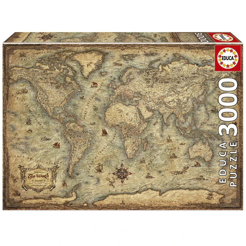Educa - 3000 World Map Premium Adult Jigsaw Puzzle | Beautiful Detailed Geography Chart | Size 120 x 85 cm | Ages 14+ (19567)