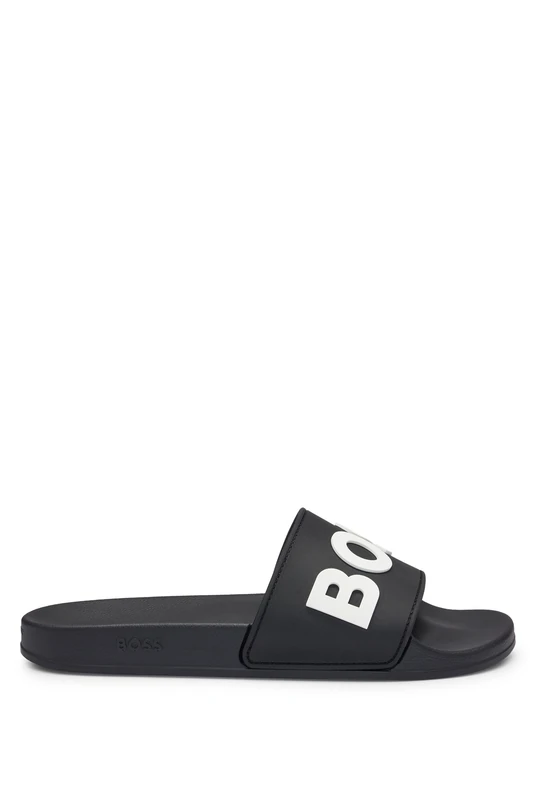 BOSS Mens Kirk Slid Rubber slides with raised logo detail Size 6