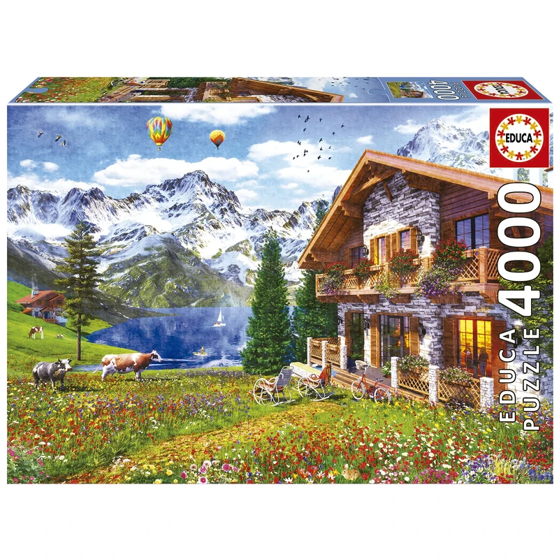 Educa Hogar en Los 19568, Chalet, 4000 Piece Adults and Children from 14 Years, Alps Idyll, Landscape Puzzle, Various, 26 x 18 cm