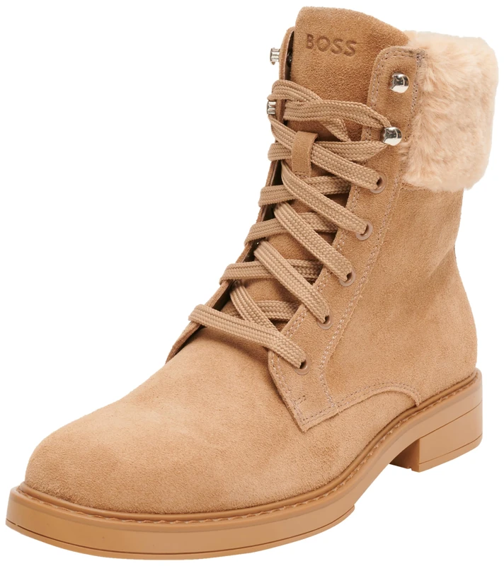BOSS Women's Vanity_lubootie_sdf Lace_Up, Medium Beige, 6 UK