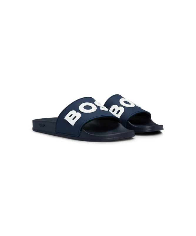 BOSS Mens Kirk Slid Rubber slides with raised logo detail Size 6